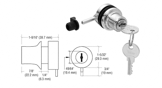 C.R. Laurence CRL Chrome Through Glass Plunger Lock | 0910CH