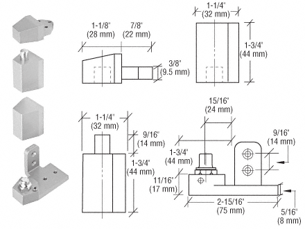 C.R. Laurence CRL Offset Satin Aluminum Right Hand Pivot Set Flush with Frame Face | 0P30RHA