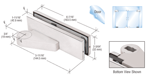C.R. Laurence CRL Brushed Stainless Right Offset Bottom Door Patch Fitting | 0PF10RBS