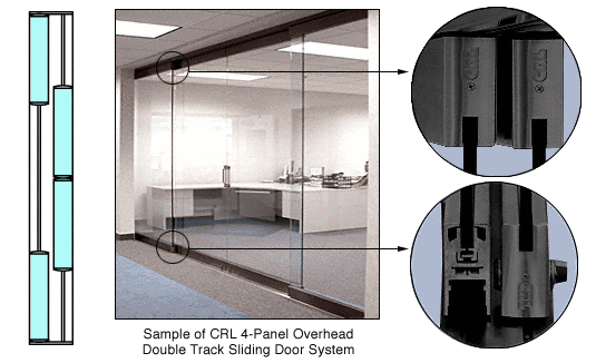 C.R. Laurence CRL Black 4-Panel Overhead Double Track Sliding Door System | 0TS24BL