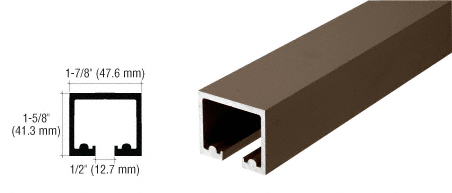 C.R. Laurence CRL Dark Bronze Anodized 120&quot; Length Top Track for OT Series Top Hung Sliders and Bi-Fold Doors | 0TTR120DU