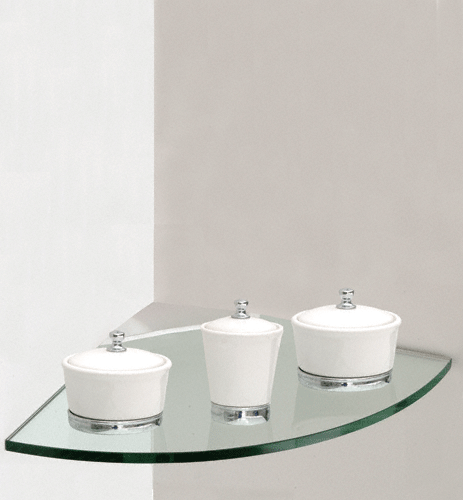 10&quot; x 10&quot; Corner Glass Shelf with Frosted Chrome Clip Kit | 1010SCK | 1010SCK