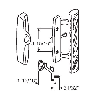 TechnologyLK STB Sliding Glass Patio Door Handle Set, Mortise Type, Non-Keyed, Almond, 3-15/16&quot; Screw Holes  | 13154A