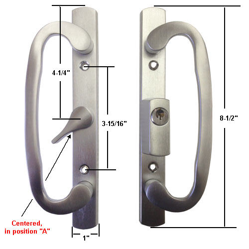 TechnologyLK Gordon Glass&amp;#174; Sliding Glass Patio Door Handle Set, Mortise Type, A-Position, Keyed, Brushed Chrome, 3-15/16&quot; Screw Holes | SPECIAL ORDER | 13291BCK