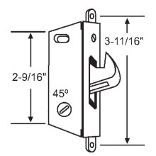 TechnologyLK STB Sliding Glass Patio Door Lock, Mortise Type, 45 Degree Keyway, 3-11/16&quot; Screw Holes  | 16170