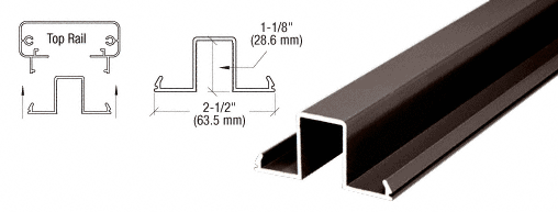 C.R. Laurence CRL Matte Bronze 200, 300, 350, and 400 Series Glass Top Infills - 20 ft Long | 1FGLSBRZ