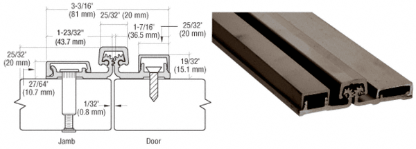 C.R. Laurence CRL 200 Series Dark Bronze Standard Full Surface Continuous Hinge | 20083DU