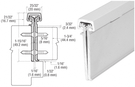 C.R. Laurence CRL Satin Anodized Aluminum Roton Concealed Leaf 83&quot; Hinge With Lip For 1-3/4&quot; Entry Door | 22483A
