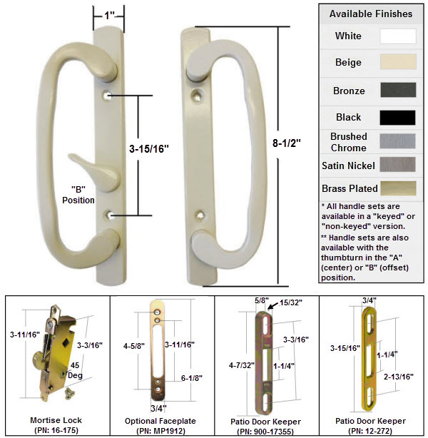 Sliding Glass Patio Door Hardware&#0058; Mortise Locks, Handles Sets, Pulls | 245BG175K