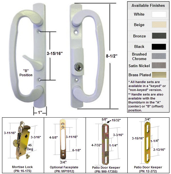 Sliding Glass Patio Door Hardware&#0058; Mortise Locks, Handles Sets, Pulls | 245WK175K
