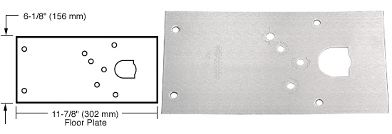 C.R. Laurence CRL Rixson Satin Chrome Finish Left Hand Center-Hung 28 Series Floor Mounted Door Closer Cover Plate | 284720LHSC