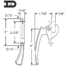 TechnologyLK STB Casement Window Lock, Right Hand, Light Bronze, 2-3/8&quot; Screw Holes | 3454LB