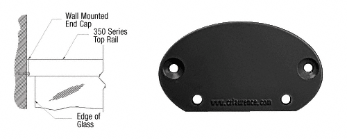 C.R. Laurence CRL Matte Black 350 Series Wall Mount End Cap | 35WECBL