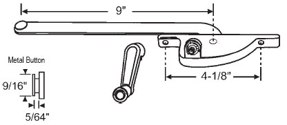 TechnologyLK STB Casement Window Operator, Right Hand, Face Mount, Aluminum, 9&quot; Long Arm | 36118