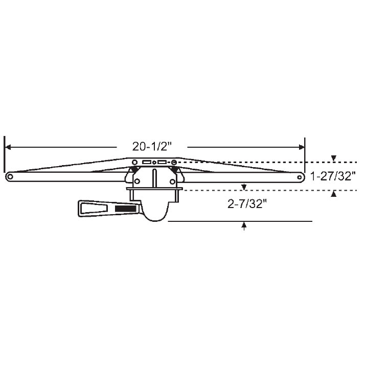 TechnologyLK STB Awning Window Operator, Right Hand, Single Pull Lever, Gold, 20-1/2&quot; Arms, 2-7/32&quot; Escutcheon Projection | Now 36-153-87 | 361532