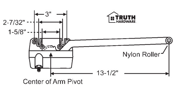 Right Hand White 13-1/2&quot; Sill Mounted Single Arm Operators | 361543S