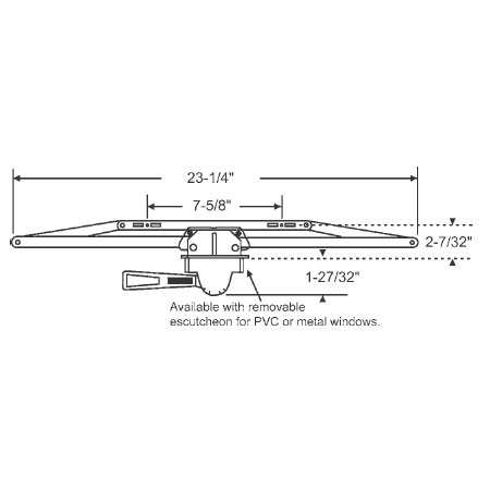 TechnologyLK STB Awning Window Operator, Right Hand, Single Pull Lever, Bronze, 23-1/4&quot; Arms, 1-27/32&quot; Escutcheon Projection | 361641