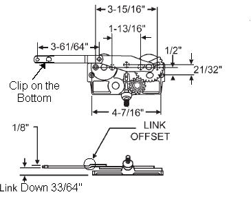 TechnologyLK STB Casement Window Operator, Right Hand, Mechanism Only, Dyad, Link Offset Down, Clip on Bottom, Coast Guard Finish | 36199CG