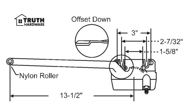 Left Hand White 13-1/2&quot; Sill Mounted Single Arm Operators | 362093S