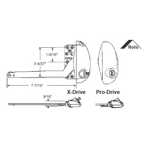 Right Hand White Roto X-Drive Single Arm Operator With a 7-7/16&quot; Arm | 36497BEW