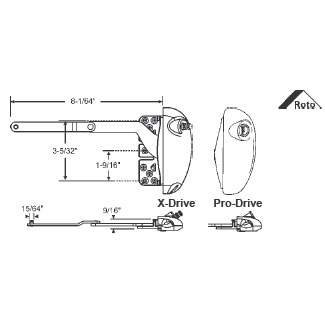 TechnologyLK STB Sill Mounted Casement Window Operator, Split Arm, X-Drive, Right Hand, White | 36509WXD