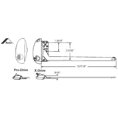 Right Hand White Roto X-Drive Single Arm Operator With a 7-7/16&quot; Arm | 36514AD