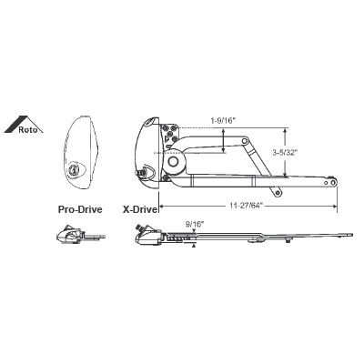 Right Hand White Roto X-Drive Single Arm Operator With a 7-7/16&quot; Arm | 36517EB