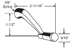TechnologyLK STB Window Operator Handle, Crank Type, White, 3/8&quot; Spline Size  | 37100W
