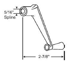 TechnologyLK STB Window Operator Handle, Crank Type, Aluminum, 5/16&quot; Spline Size  | 37102