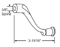 TechnologyLK STB Window Operator Handle, Crank Type, Aluminum, 3/8&quot; Spline Size  | 37104