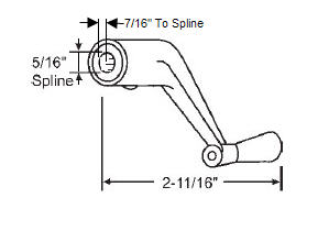 TechnologyLK STB Window Operator Handle, Crank Type, Aluminum, 5/16&quot; Spline Size  | 37112