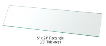 C.R. Laurence CRL 5&quot; x 24&quot; Rectangle 3/8&quot; Clear Tempered Glass Shelf - Pack of 5 | 38TGR524