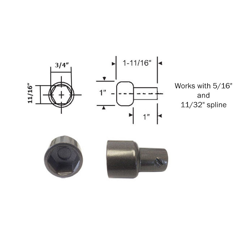 Hex Ball Adaptor for Skyllight and Awning Window Operators, Bronze | 391001