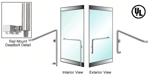 C.R. Laurence CRL Brushed Stainless Right Hand Reverse Swing Rail Mount Cylinder/Thumbturn &quot;E&quot; Exterior Bottom Securing Deadbolt Handle for 3/4&quot; Glass | 3D110E3R1BS