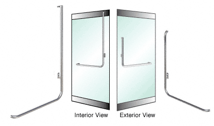 C.R. Laurence CRL Brushed Stainless Right Hand Double Acting Rail Mount &quot;A&quot; Exterior Top Securing Dummy Handle for 3/4&quot; Glass | 3H100B1RBS