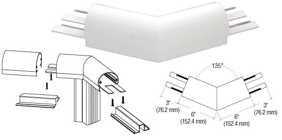 C.R. Laurence CRL Sky White 300 Series Top Cap 135 Degree Corner | 3TRH3W