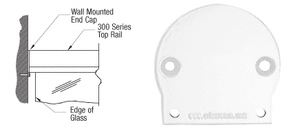 C.R. Laurence CRL Sky White 300 Series Wall Mount End Cap | 3WECW