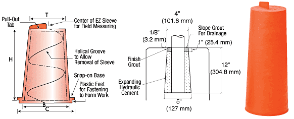 C.R. Laurence CRL EZ Sleeve Small 5&quot; Bottom Diameter for Use With Up to 3&quot; Pipe (3-1/2&quot; O.D.) | 4012