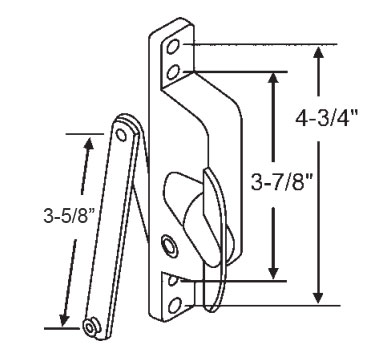 TechnologyLK STB Jalousie Window Operator, Non-handed, White, 3-5/8&quot; Arm, for Pan Am Windows | 41J303PW