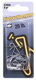 C.R. Laurence CRL 20 Pound Carded Picture Hangers - Carton (80 hangers) | 47020