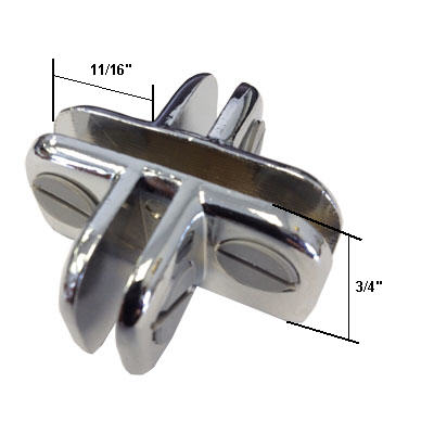 Chrome 4-Way Metal Adjustable Glass Display Connector for 1/8&quot;, 3/16&quot; and 7/32&quot; Glass | MG9008C