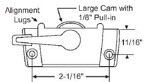 White Sash Cam Lock With Lugs, Large Cam, 11/16&quot; Backset, 2-1/16&quot; Mounting Holes (Keeper is not included) | 50-383-3 | 503833