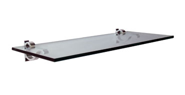 10&quot; x 36&quot; Clear Glass Shelf with Frosted Chrome Curve Designer Clip Kit | 1036CCKB | E1036CCKB