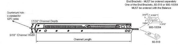 25&quot; Tilt Window Channel Balance; Stamped Number 25I | 62FC25I