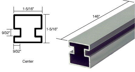 C.R. Laurence CRL Satin Anodized Center Post Extrusion - 12 ft Long | 6432000
