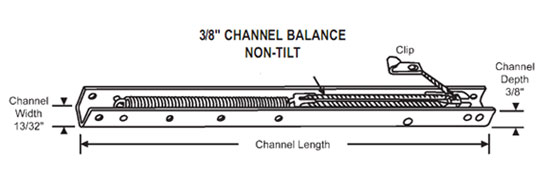 16&quot; Non-Tilt Window Channel Balance; 3/8-in Depth, Stamped Number 15B | 64152