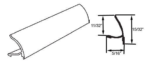 STB Snap-In-Vinyl Glazing Bead, 3-Line, Grey, 72&quot; Sections, Pack of 20 | 6566