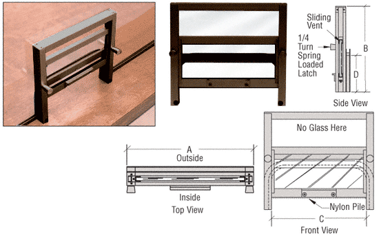 C.R. Laurence CRL Vertical Sliding Duranodic Bronze Finish Ticket Window with 8-1/4&quot; x 3-1/2&quot; Opening | 701DU