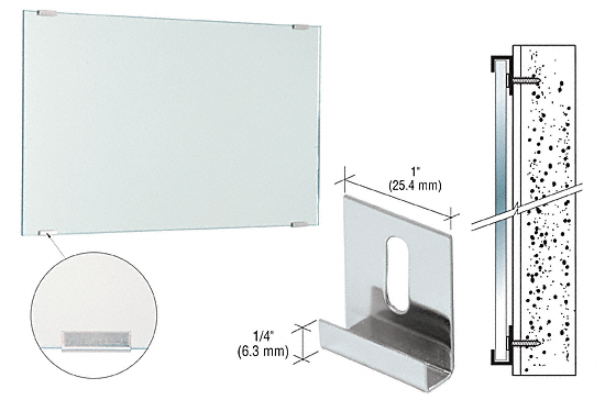 C.R. Laurence CRL Dallas Mirror Clips for 3/8&quot; Mirror - Package | 778C
