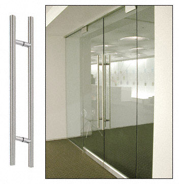 C.R. Laurence CRL Brushed Stainless Finish 84&quot; Extra Length Ladder Style Back-to-Back Pulls | 84LPBS